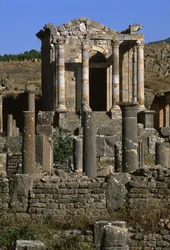 View of the Temple of the Septimian Family, High Imperial Period (27 BC-395 AD)