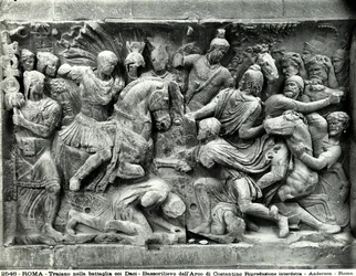 Detail of the large Trajan frieze located in the Arch of Constantine, Roman Forum