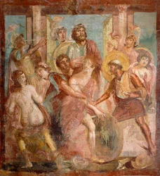 Fresco Depicting Achilles and Sciro, from Pompeii, Campania, Roman Civilization