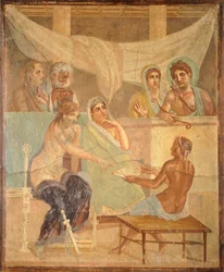 Fresco depicting Admetus and Alcestis, from Pompeii