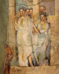 Fresco Depicting Iphigenia in Tauris, Detail of Maids, from House of L. Caecilius Giocondus at Pompeii, Italy