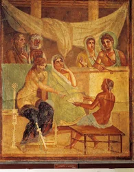 Fresco Depicting Admetus and Alcestis Consulting Oracle, from House of Tragic Poet, Pompei, Italy