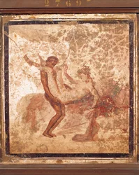 Fresco depicting erotic subject, from Pompei, Italy