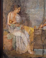 Fresco depicting mother nursing her baby, from Pompei