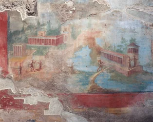 Fresco of fountain-nymphaeum of House of Small Fountain, Pompeii (UNESCO World Heritage Site)