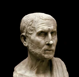 Marble bust of the Greek philosopher and historian Poseidonios (Posidonius) of Apamea, called the Athlete (135-51 BC), Naples, Museo Archeologico Nazionale, no. 6142