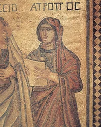 Mosaic Depicting Young Woman Reading