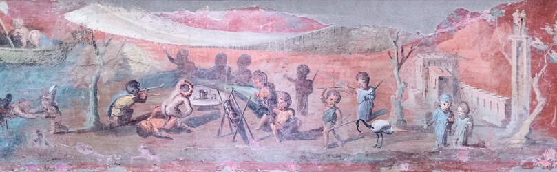 Painting of a Triclinium Bed with Scenes of Pygmies, 50-79 AD, (detail)