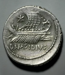 Roman Art: Silver Coin Depicting a Galley