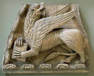 Griffon sculpts from the original of the portal of the Church Saint Loup de Naud