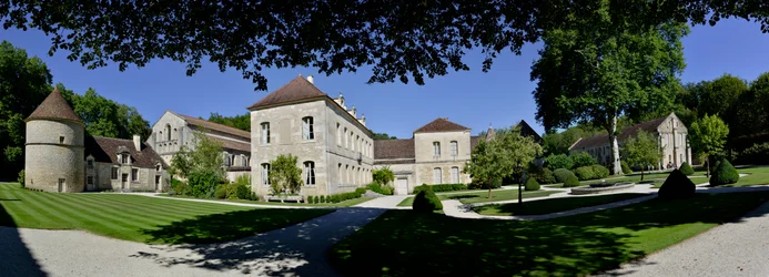 Romanesque Architecture: Panoramic View of the Cistercian Abbey of Fontenay, Burgundy