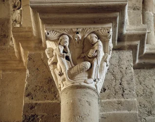 Saint Benedict resuscitates the son of a peasant, capital of the narthex