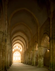 View of the nave of the church of the Cistercian abbey founded in the 12th century