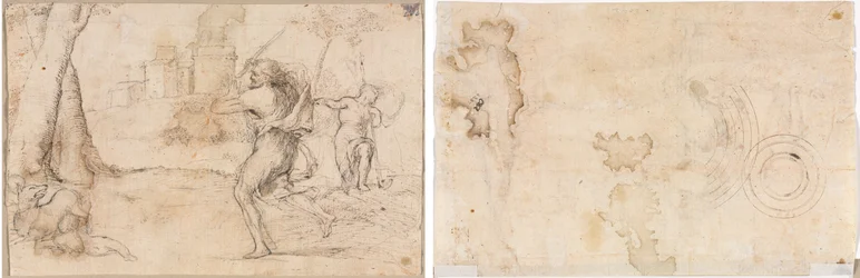 Romulus and Remus Found by Faustulus (recto) Concentric Circles (verso)