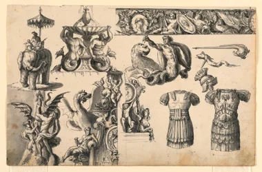 Decorative Motifs, Three Designs for Fountains