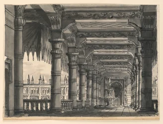 Stage Design, Loggia with Fountain in an Oriental Palace