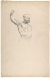 Bearded, bare-chested male figure, study for "The Horse Fair"