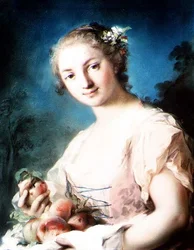 Summer: A Girl Holding Peaches
