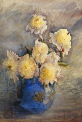 Peonies in a Blue Vase