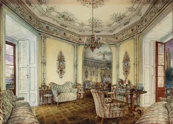 Interior view of the Salon of a Castle in Obertwaltersdorf