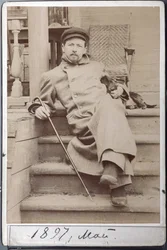 Portrait of Anton Chekhov with His Dog Hina in May 1897 at Melikhovo