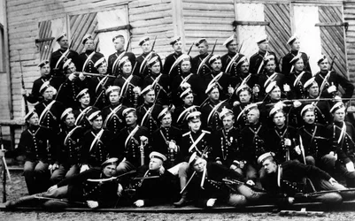 Recruits to the Household Cavalry Unit, with their cornet, Count A.A. Ignatiev, c.1899