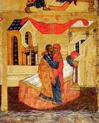 Icon Depicting the Meeting at the Golden Gate (detail)