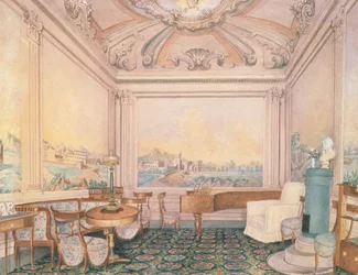 Interior of the reception room in a manor house, 1840-50s