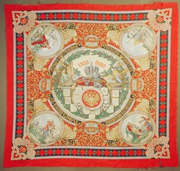 Shawl commemorating 25 years of the reign of Alexander II, Emperor of Russia