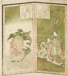 Seiobo (Queen Mother of the West) and Tortoise, from an Untitled Hexaptych Depicting a Pair of Folding Screens