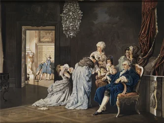 The Last Hours of the French Royal Family (Louis XVI and Marie Antoinette) in the Louvre Before the Revolutionaries Broke In
