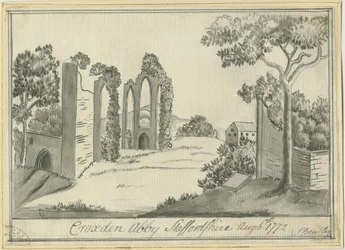 Croxden Abbey: Sepia Drawing, 6 Aug 1772