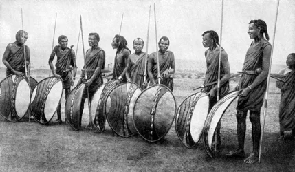 A Group of Masai Warriors in Full Battle Panoply, 1922