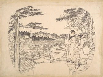 Two Women Admiring the Sights from a Vantage Point...the Zenpukuji Temple