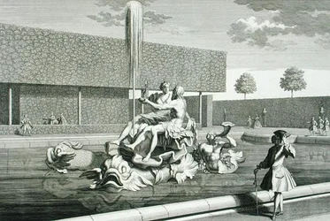 The fountain of Neptune and Thetis at the Belvedere Palace, Vienna, engraved by Jakob Gottlieb Thelott, published c.1730-40