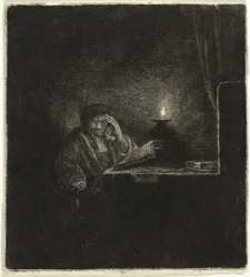 Student at a Table by Candlelight