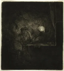 Student at a Table by Candlelight