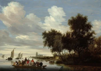 River Landscape with Ferry. 1649