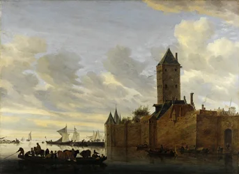 River Estuary with Fortified Town