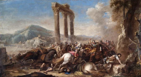 Battle Scene with Classical Colonnade