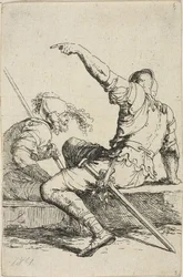 Two Warriors Seated on Low Rocks