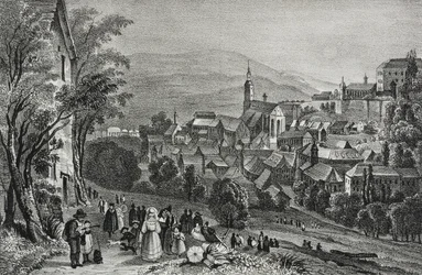 View of Baden, Switzerland (lithograph by Salvatore Puglia from Poliorama Pittoresco, n 29, February 26)