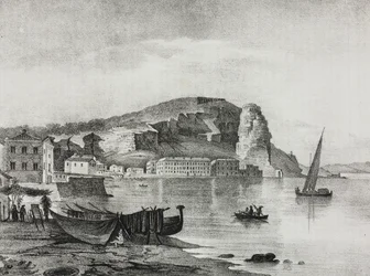 View of Terracina, Lazio, Italy, from Poliorama Pittoresco, No. 22, January 8