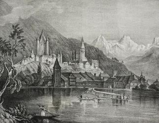 View of Thun, Canton of Bern, Switzerland, from Poliorama Pittoresco, No. 35, April 9