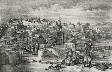 View of the Citadel of Tangier, Morocco (lithograph by Salvatore Puglia from Poliorama Pittoresco, n 26, February 3)