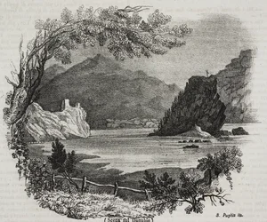 View on Danube river, lithograph by Salvatore Puglia from Poliorama Pittoresco