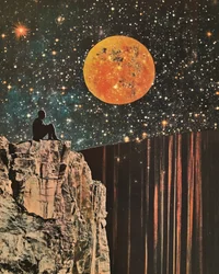 Man Under Orange Moon