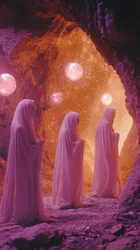 Mystic Figures Glowing Cave