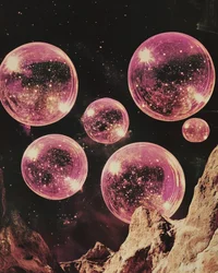 Surreal Pink Planets