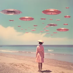 UFOs Over Pastel Beach